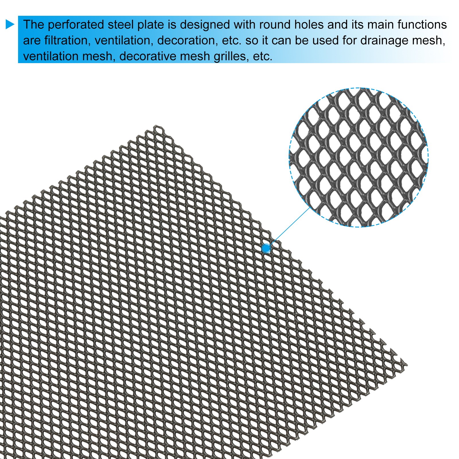 4″L x 4″W Universal Car Grill Mesh, 4Pcs 3x4mm Diamond Hole, Black