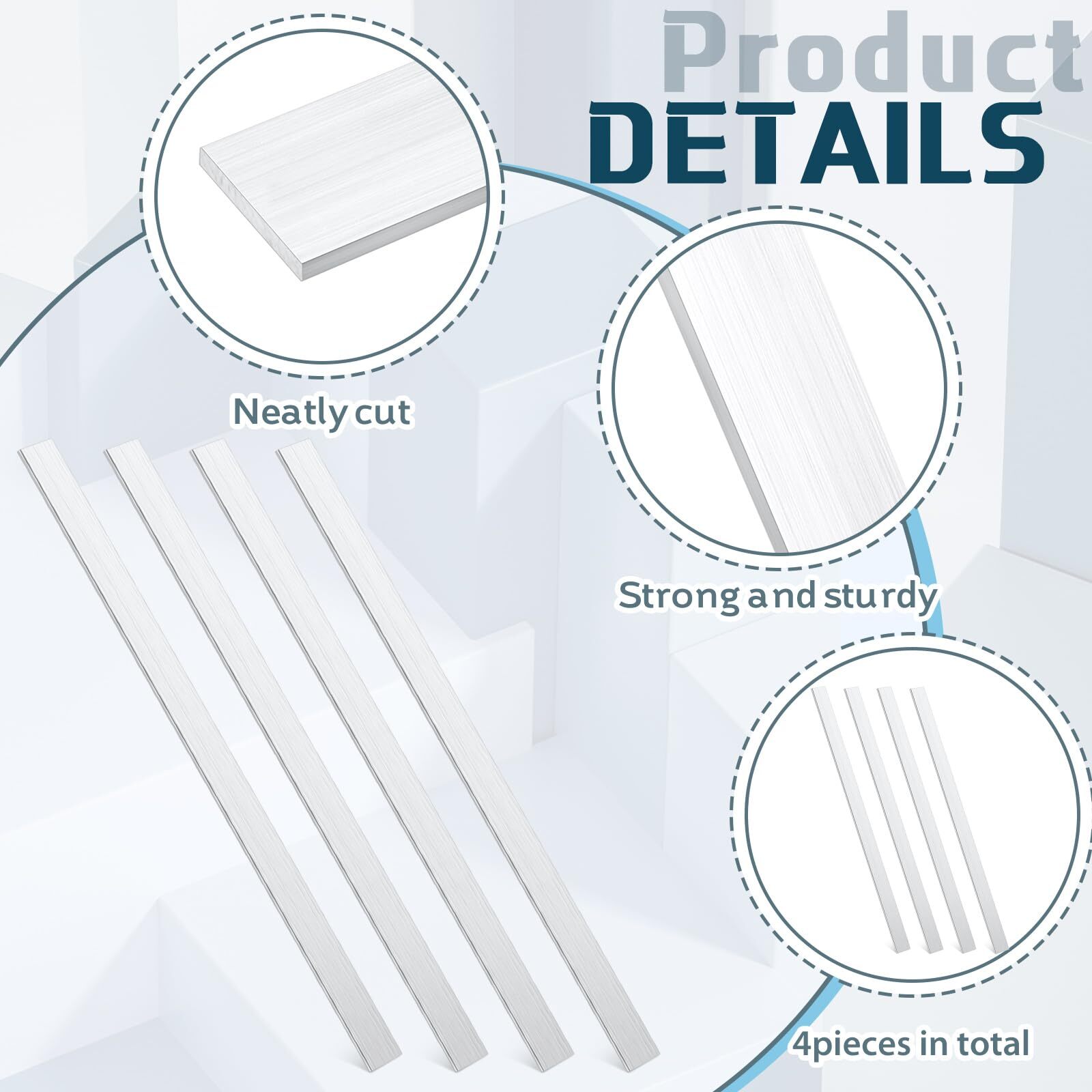 4 Pcs 304 Stainless Steel Flat Bar 1/8″ Thickness 25/32″ Width 12″ Length Sta…