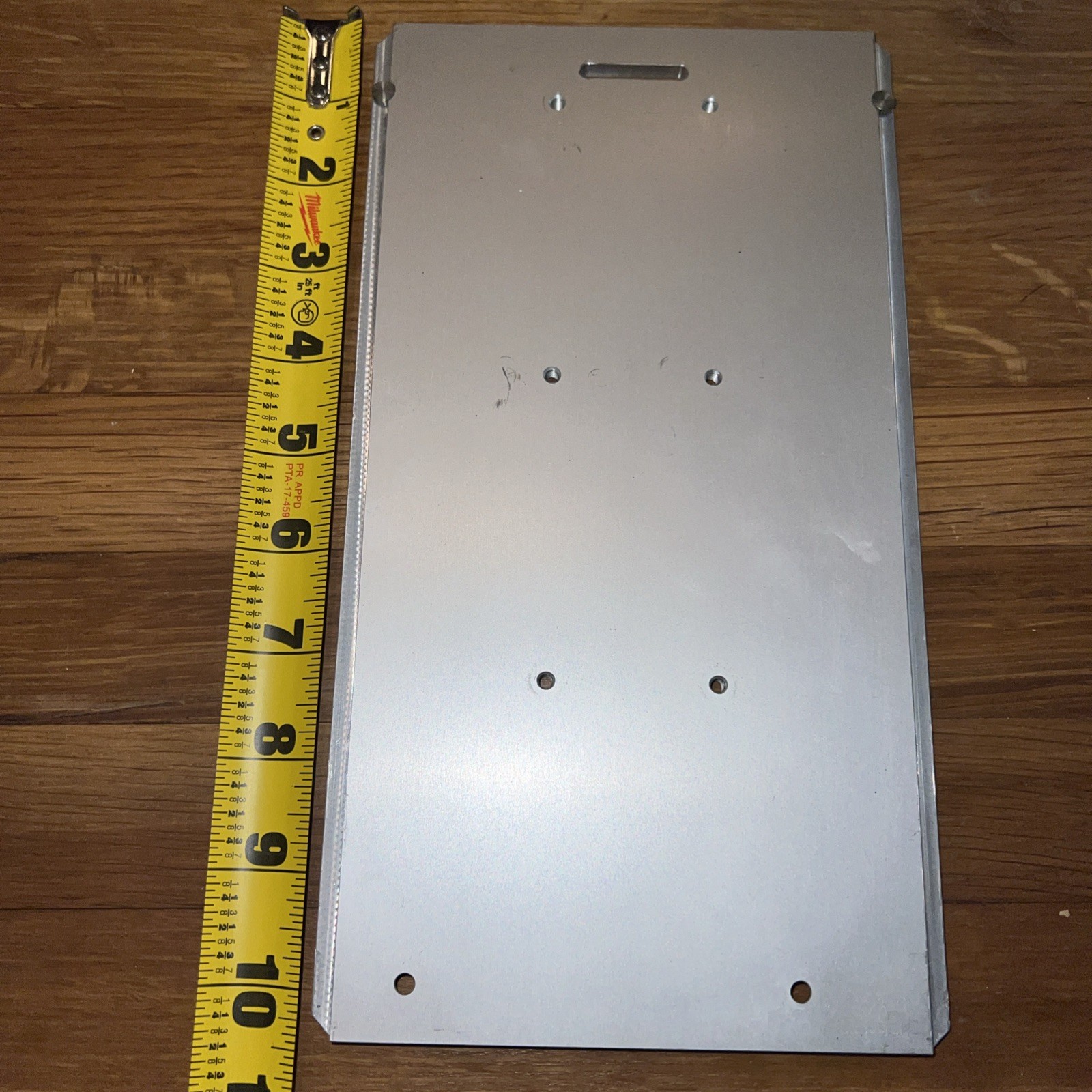 1/4″ Steel Plate, 10.5” x 5 5/16” with 8 screw holes