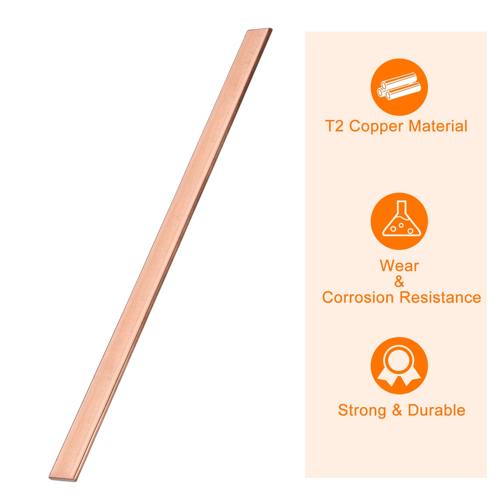 Copper Flat Bar 3/16″ Thickness x 25/32″ Width x 12″ Length Copper Bar Stock