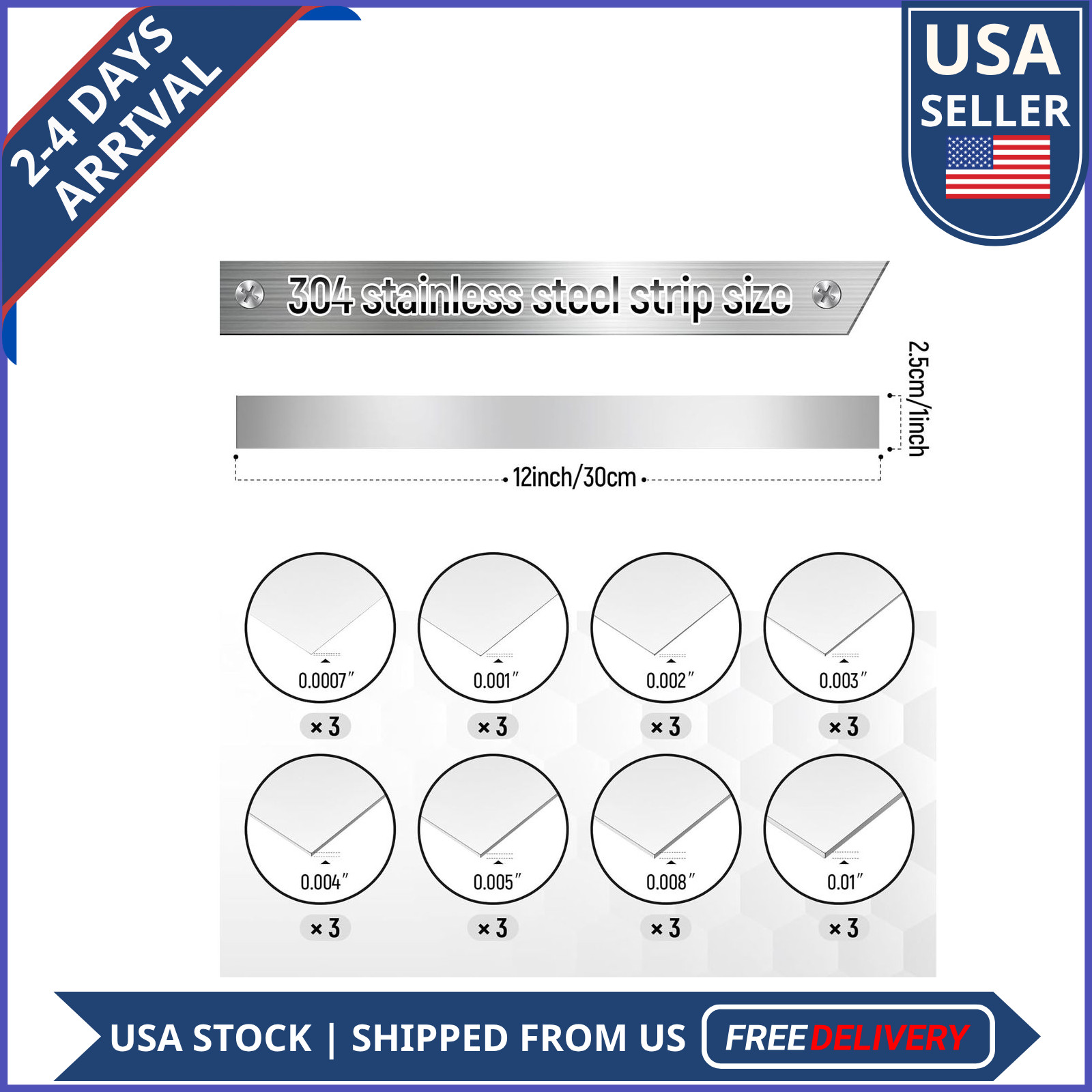 Blulu 24 Pcs Stainless Steel Shim Stock Strips 1×12 Inch 8 Thickness Assortment