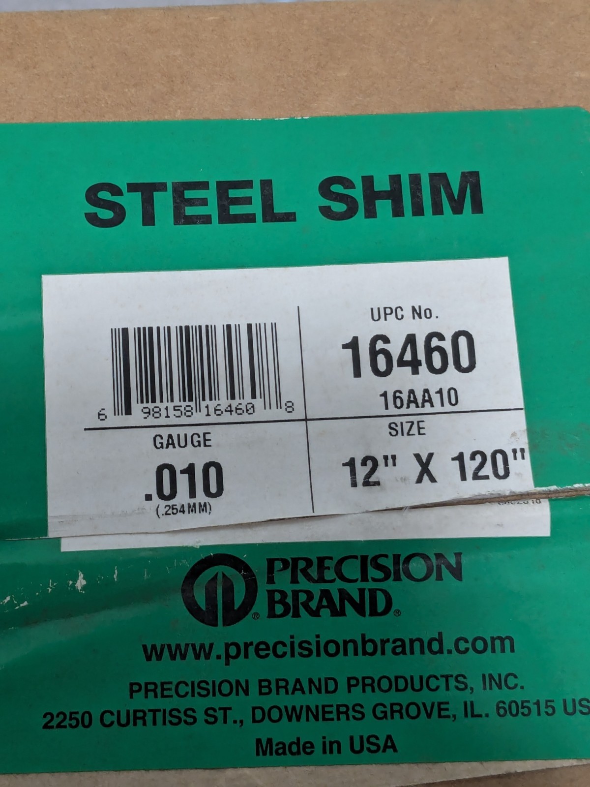 Precision Metal Shim Stock: Roll, 0.0100" Thick, 120" L, 12" W, 1