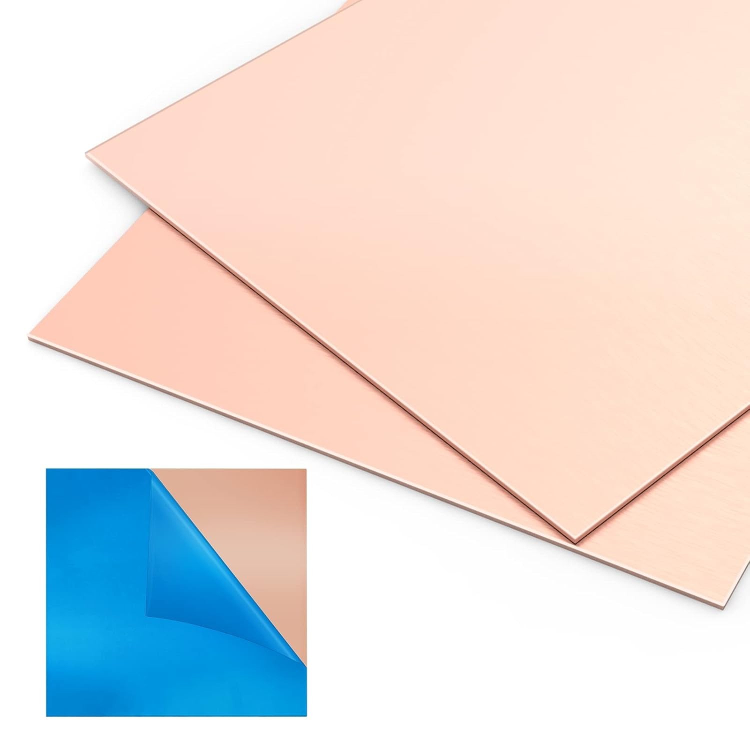 2 Pieces 99.9% Pure Copper Sheet, 4″ x 4″,18 Gauge1mm Thickness, Film Attache…