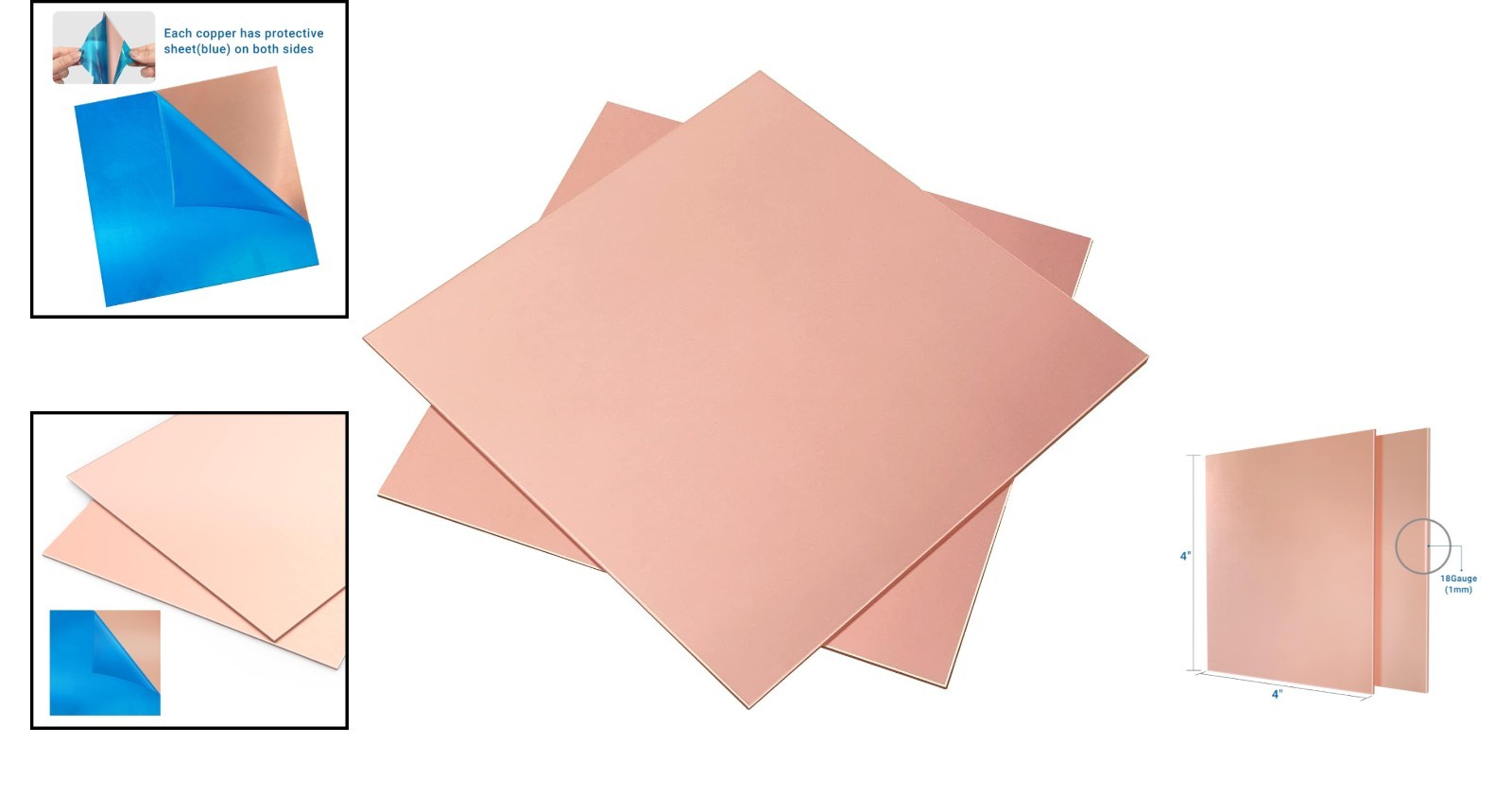 High-Quality 18 Gauge Copper Plates (2 Pack) for Crafting & Model Building