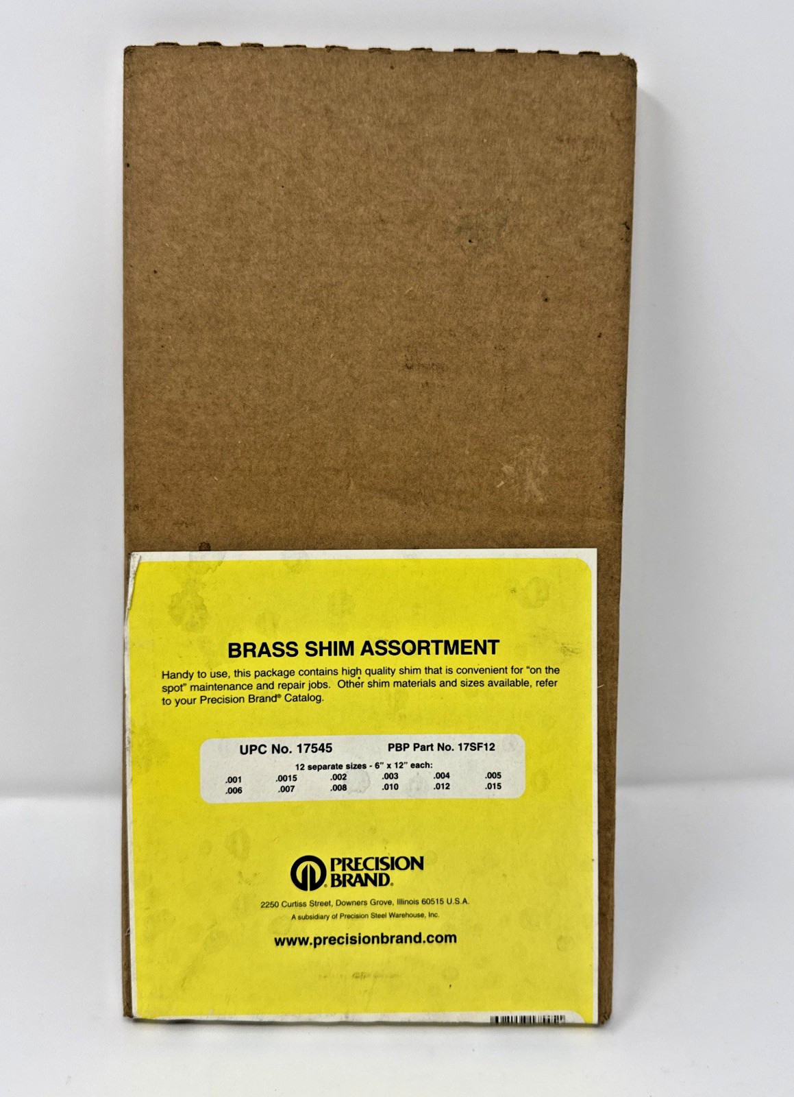 Precision Brand 17545 Brass Shim Stock Assortment 6″ X 12″, Pk12 (.001-.015)