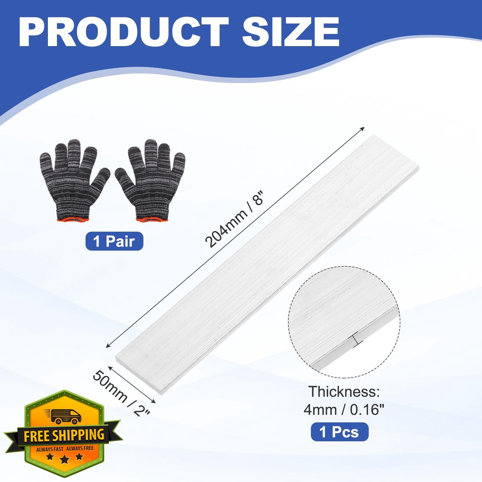 uxcell Square Aluminum Flat Bar,0.16″ Thickness 2″ Width 8″ Length Square 606…