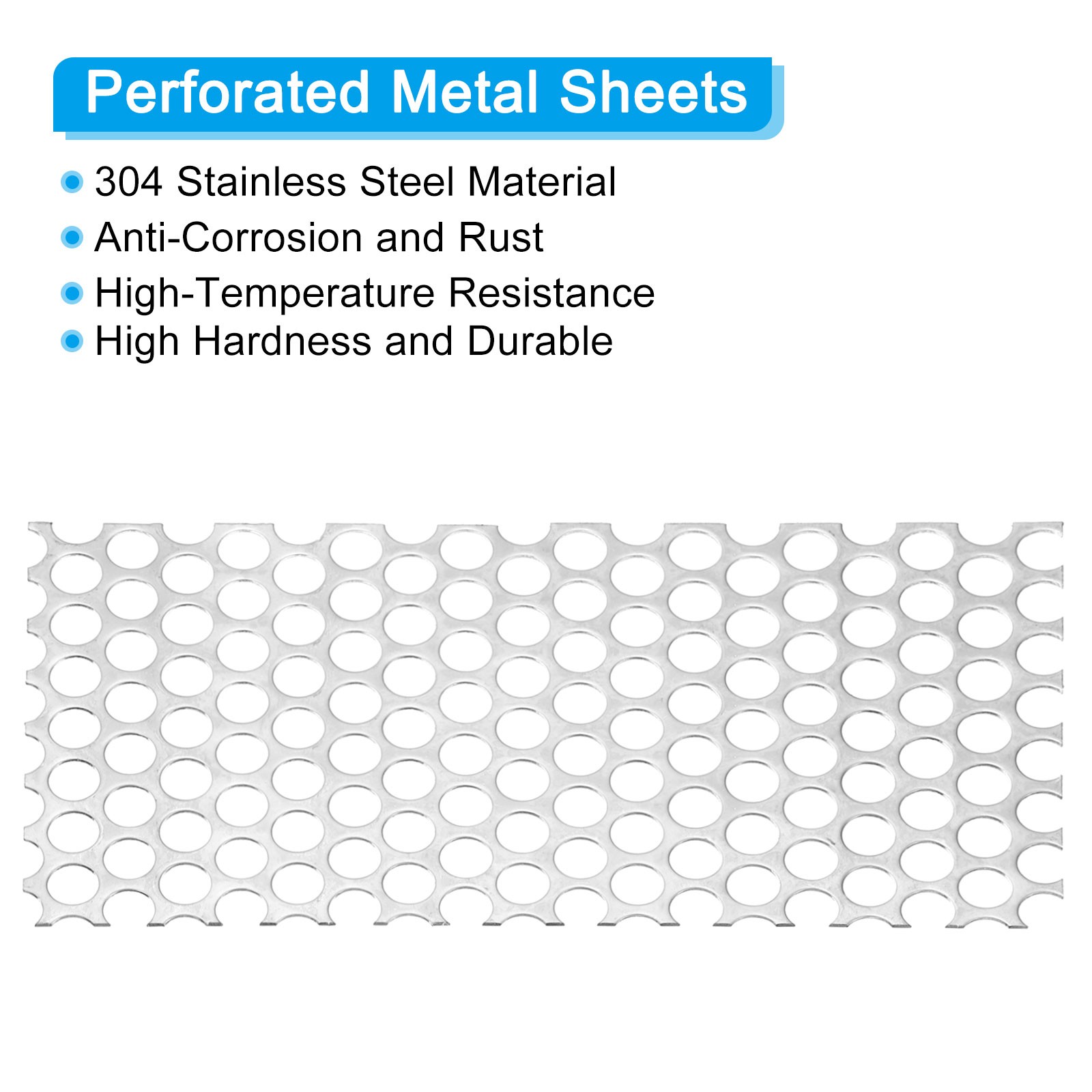 7.9″ L x 3.9″ W Perforated Metal Sheets, 18Ga 0.39″ Hole 304 Stainless Steel