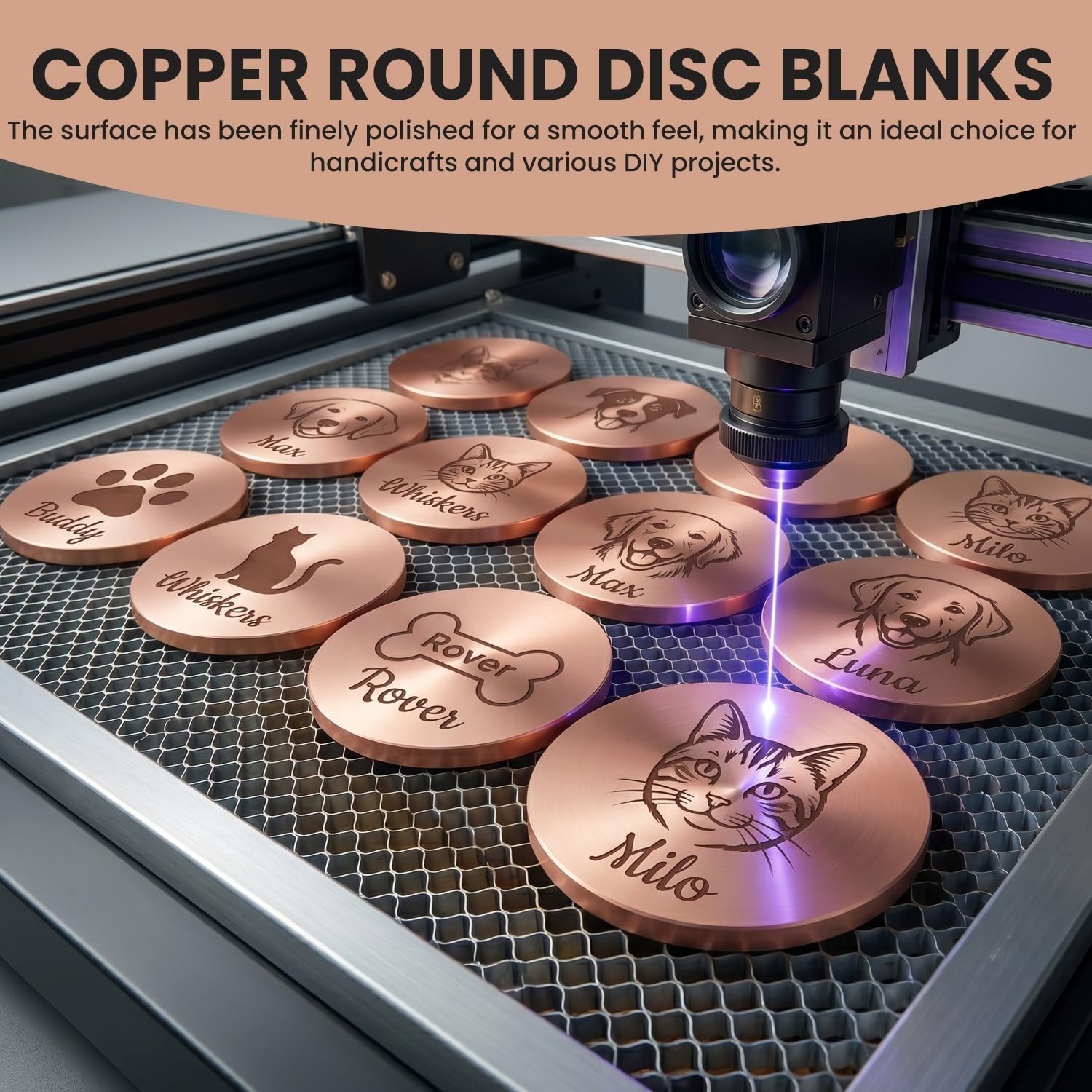 1-1/4″ Copper Round Disc Blanks, 1/8″ Thick, 10 Pack for Crafts