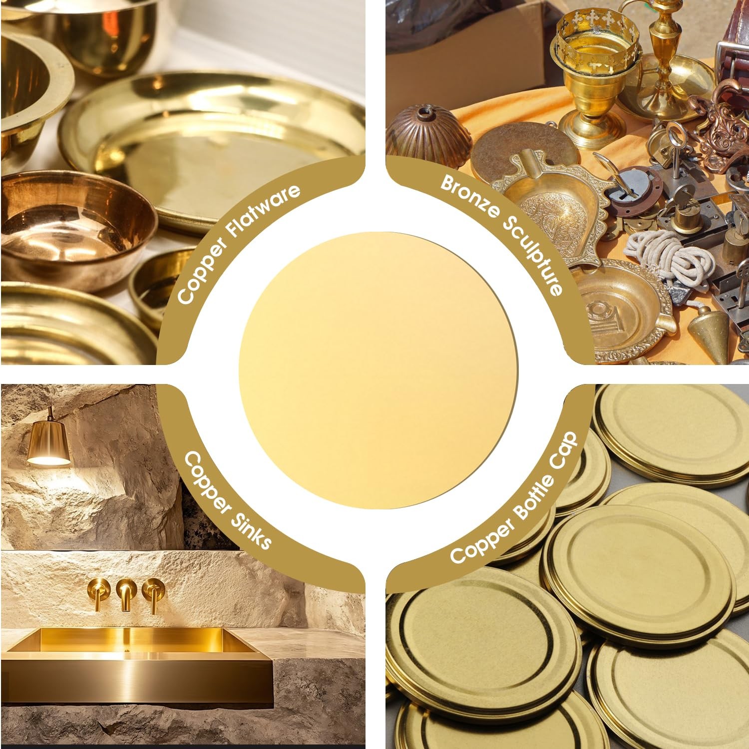 Brass Round Sheet,，2-3/8″Diameter 12Ga 2mm Thickness Brass Metal Sheet for Cr…