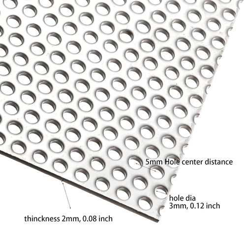 Jucoan Perforated Sheet, 11.8″ x Stainless Steel Metal white