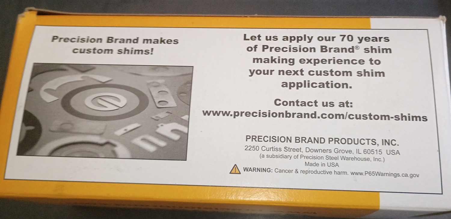 Precision Brand Brass Shim .003 6″ x 100″