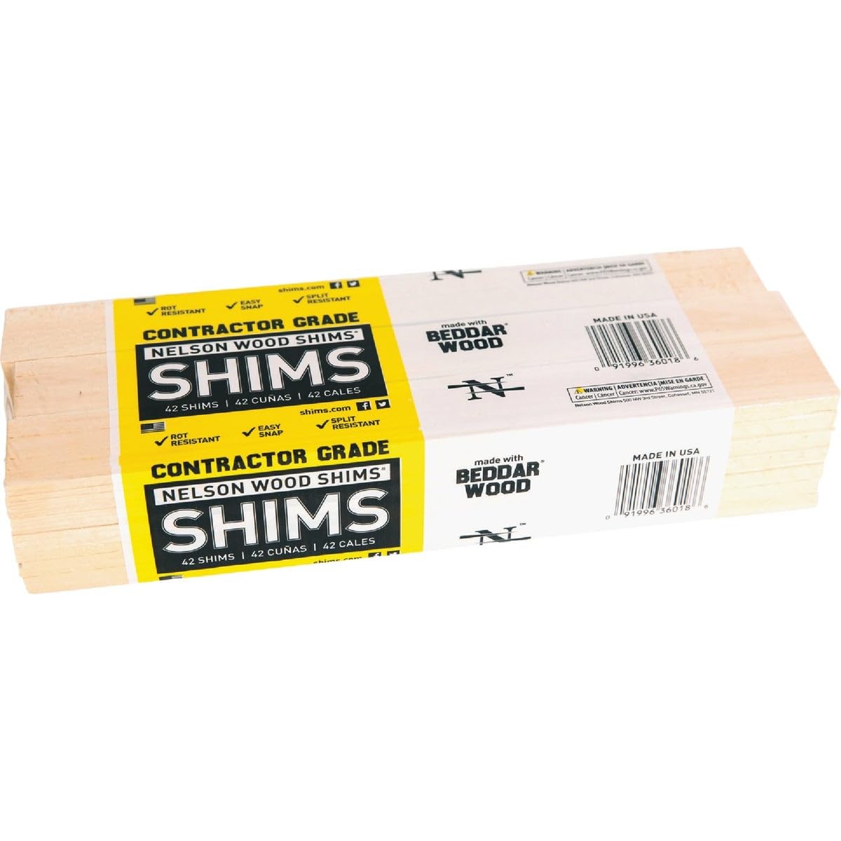 CSH12/42/12/48 B Wood Snapping Shim, 3/8 x 1-3/8 x 12-in, 42-Pk. – Quantity 1212