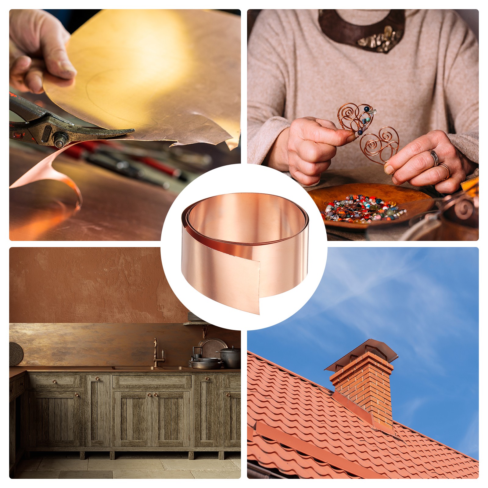 2pcs Copper Sheet Roll 0.2mm Thick Copper Flashing Strip (1.2″ Width x 3.28ft)