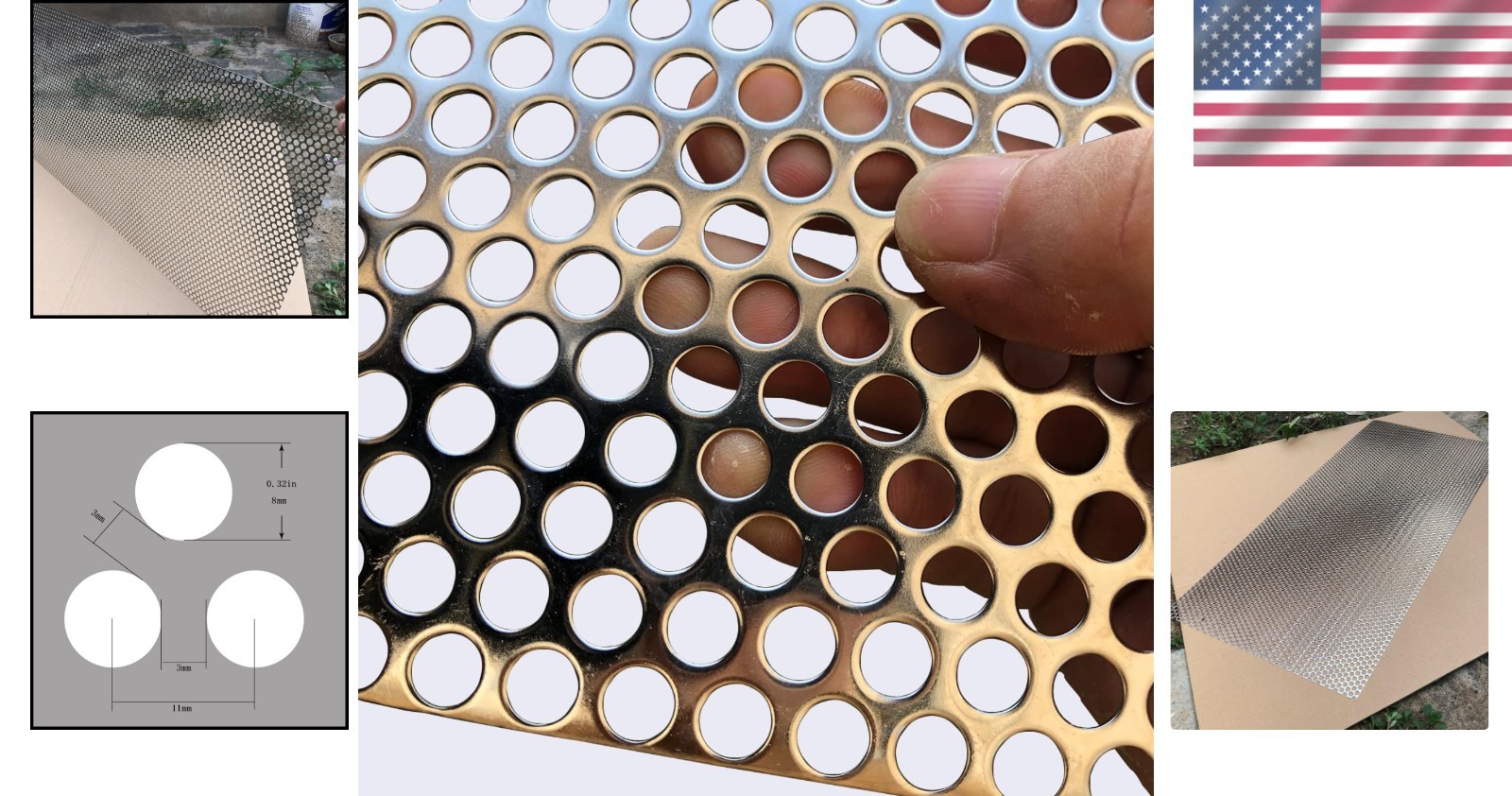 Durable 304 Stainless Steel Mesh Screen 36″x18″ Perforated$^