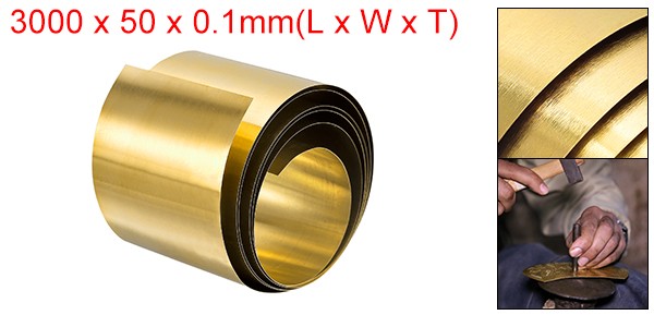 Brass Sheet Roll Metal Foil Plate 3000mm x 50mm x 0.1mm