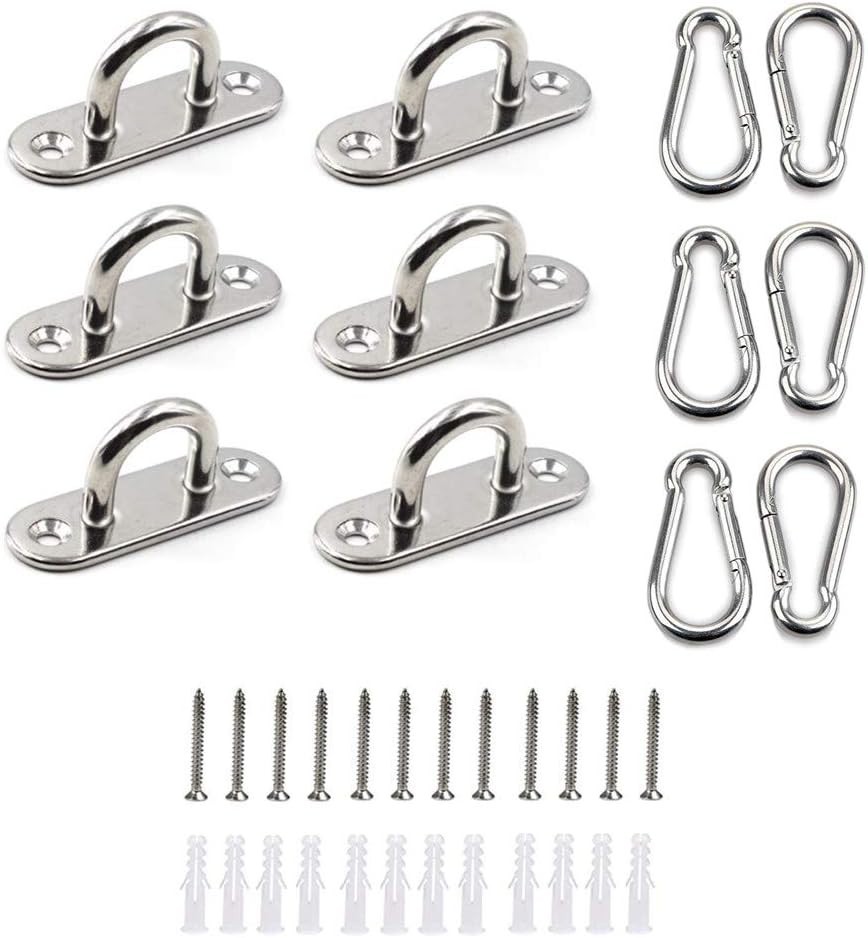 Stainless Steel Pad Eye Plate Set with Carabiner Clips