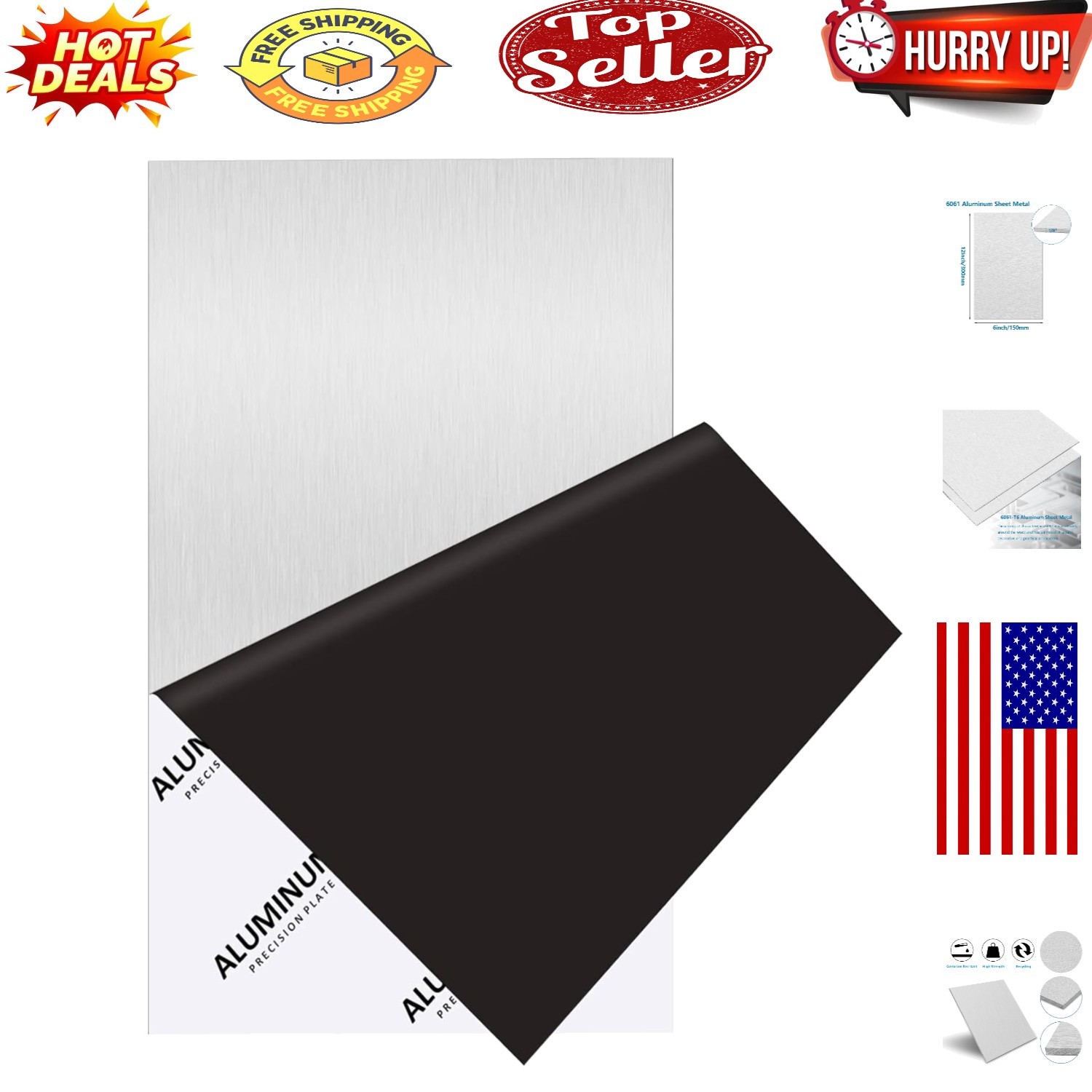 6061 Aluminum Sheet – Heavy Duty, Versatile 6x12x1/8 Inch Plate