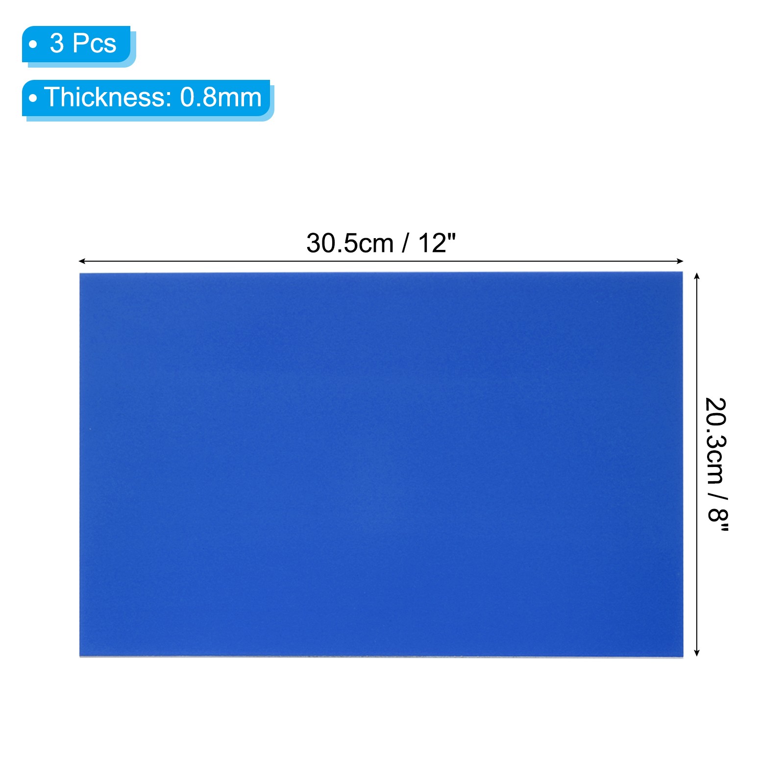 8×12 Inch Anodized Aluminum Sheet Metal, 3Pcs Laser Plates Engraving, Blue