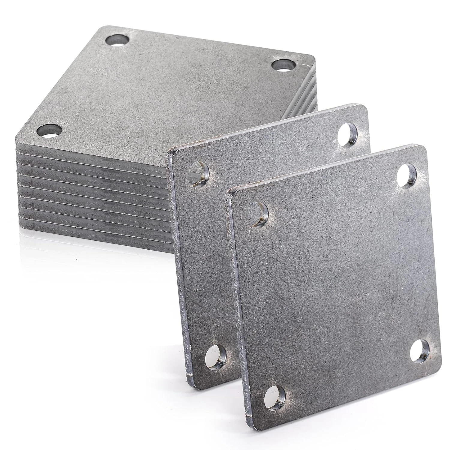 8 Pack Flat Steel Plates, 4” X 4”, Laser Cut A36 Mild Steel, Weldable Sheets