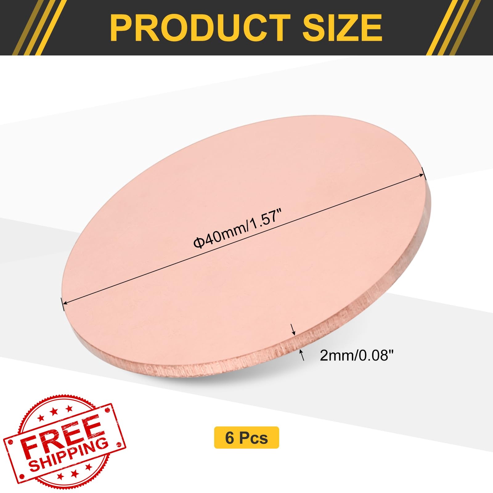 uxcell Copper Round Plate 2mm x 40mm 6 Pcs