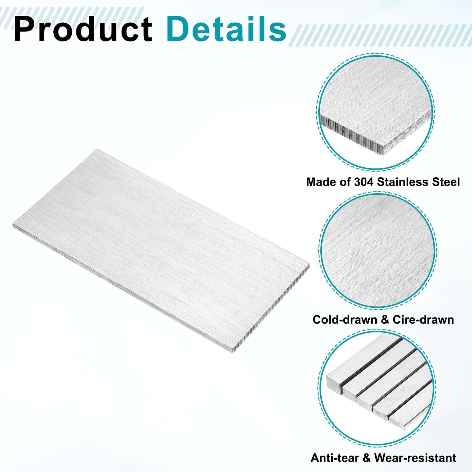 2Pcs 304 Stainless Steel Flat Bar 1/8″ x 2″ x 4″ Trim Strips Sheet