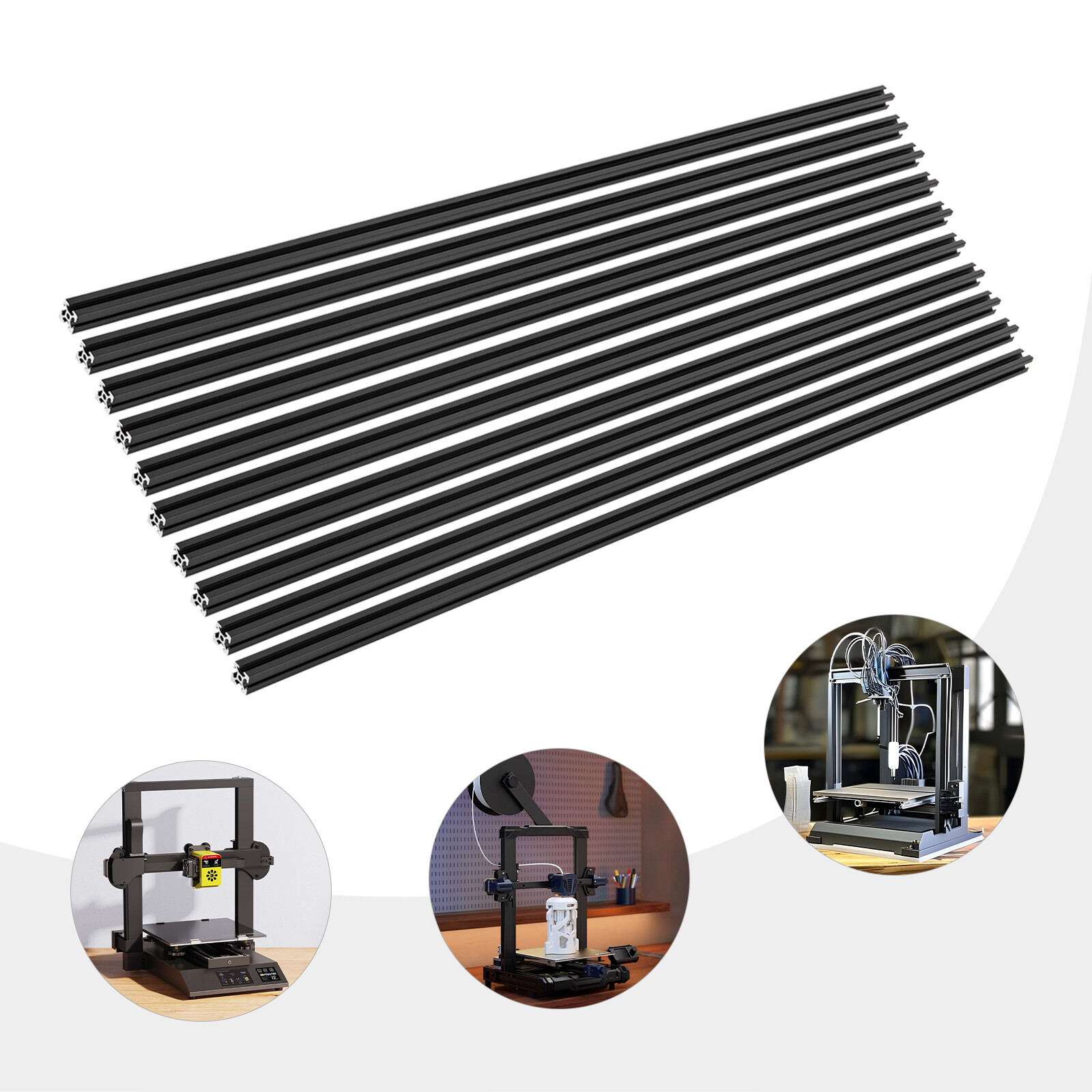 20*20*1000mm 2020 T-Slot Aluminum Extrusion For CNC 3D Printer Black 10 Packs US