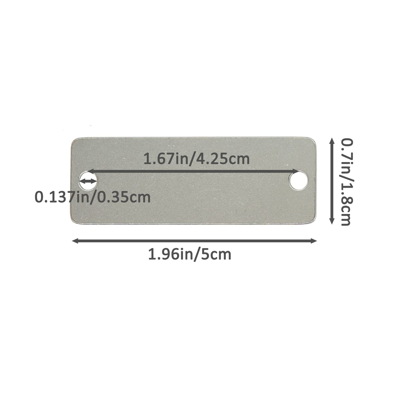 25 Pack Stainless Steel Blank Tags Rectangle Stamping Blanks with Two Holes