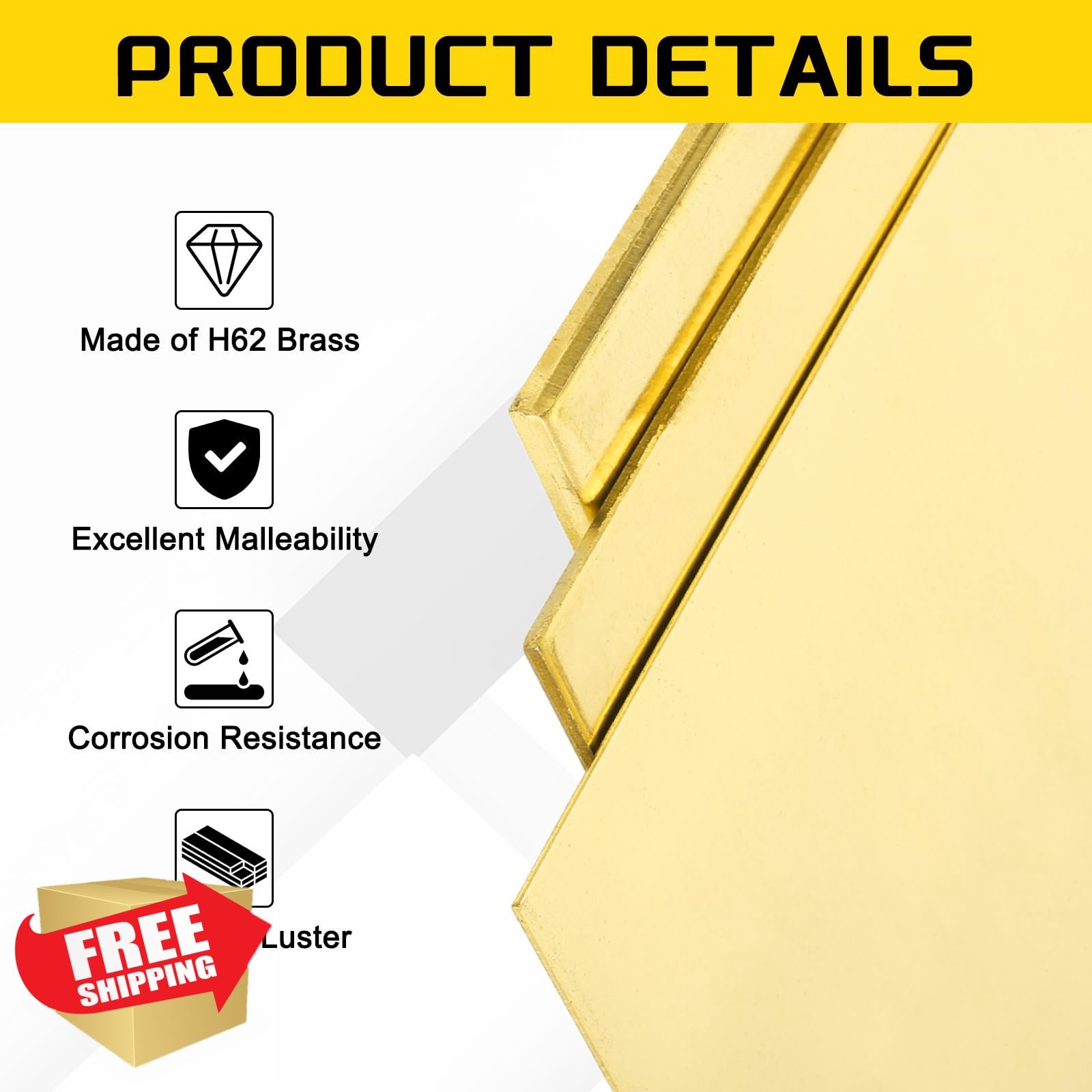 MECCANIXITY Brass Sheet 2″x8″ 10 Gauge H62 Metal Plate Craft DIY Gold