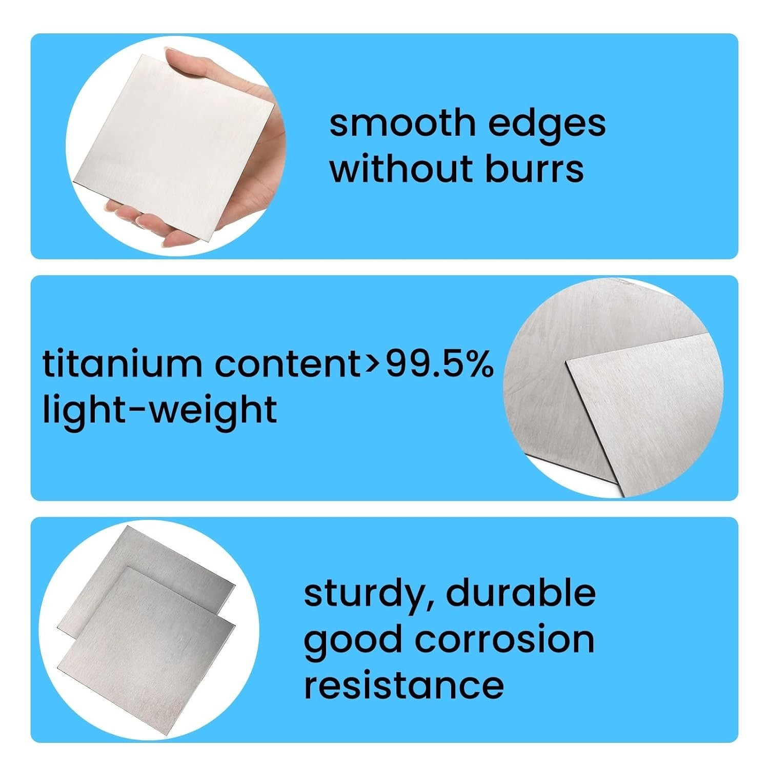 4 Pack Titanium Plate Sheets, 4″ x 4” x 0.04″ Titanium Metal Sheet, 1mm Thic…