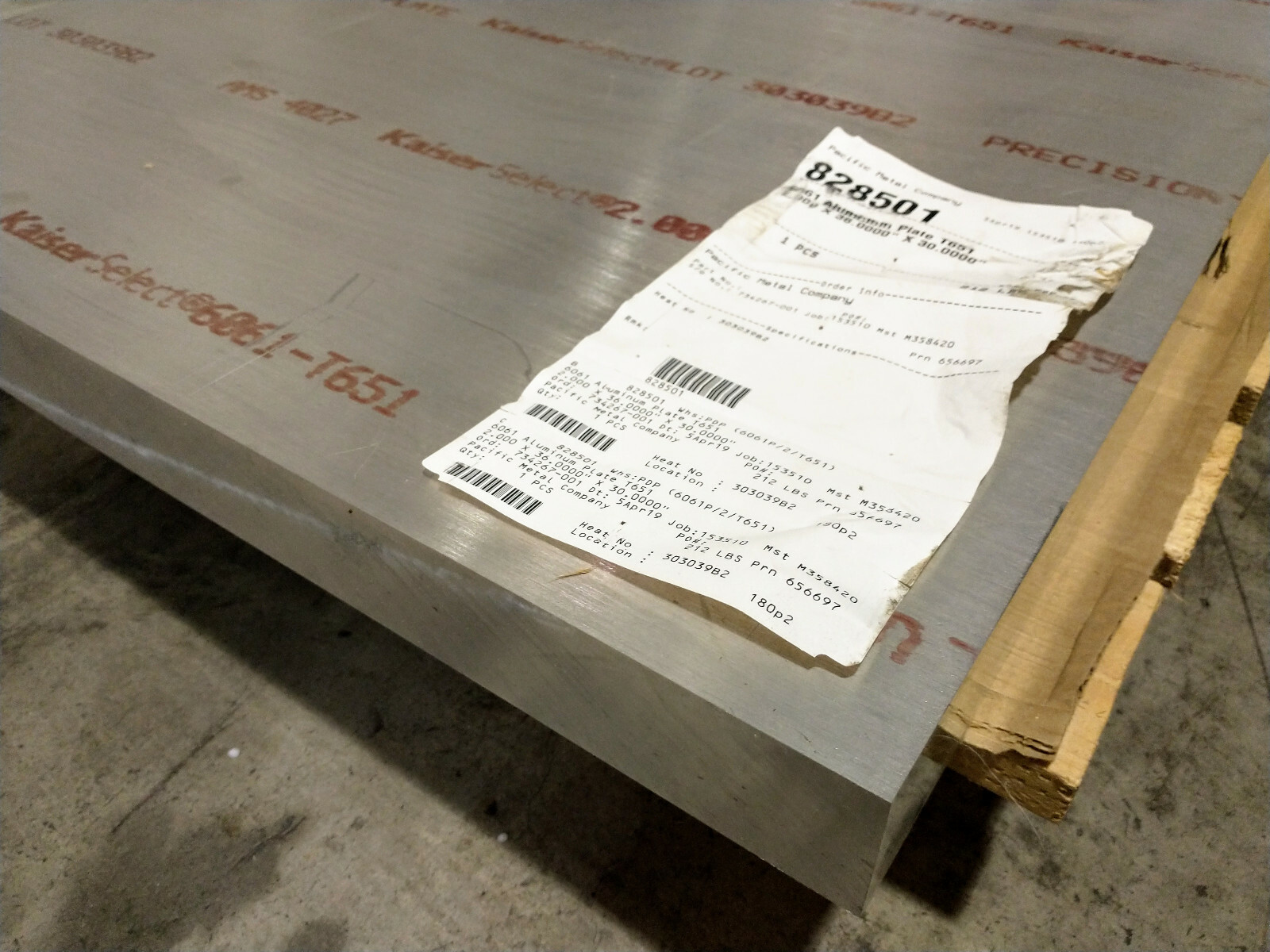 Aluminum Plate Stock, 6061-T651 2-inch Plate x 26.75W x 30L Tooling Plate