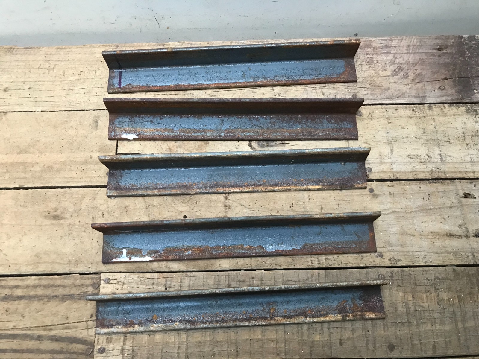 5 Large Rusty Industrial 3/16 thick 12″ long L Right Angle Bracket Corner Brace