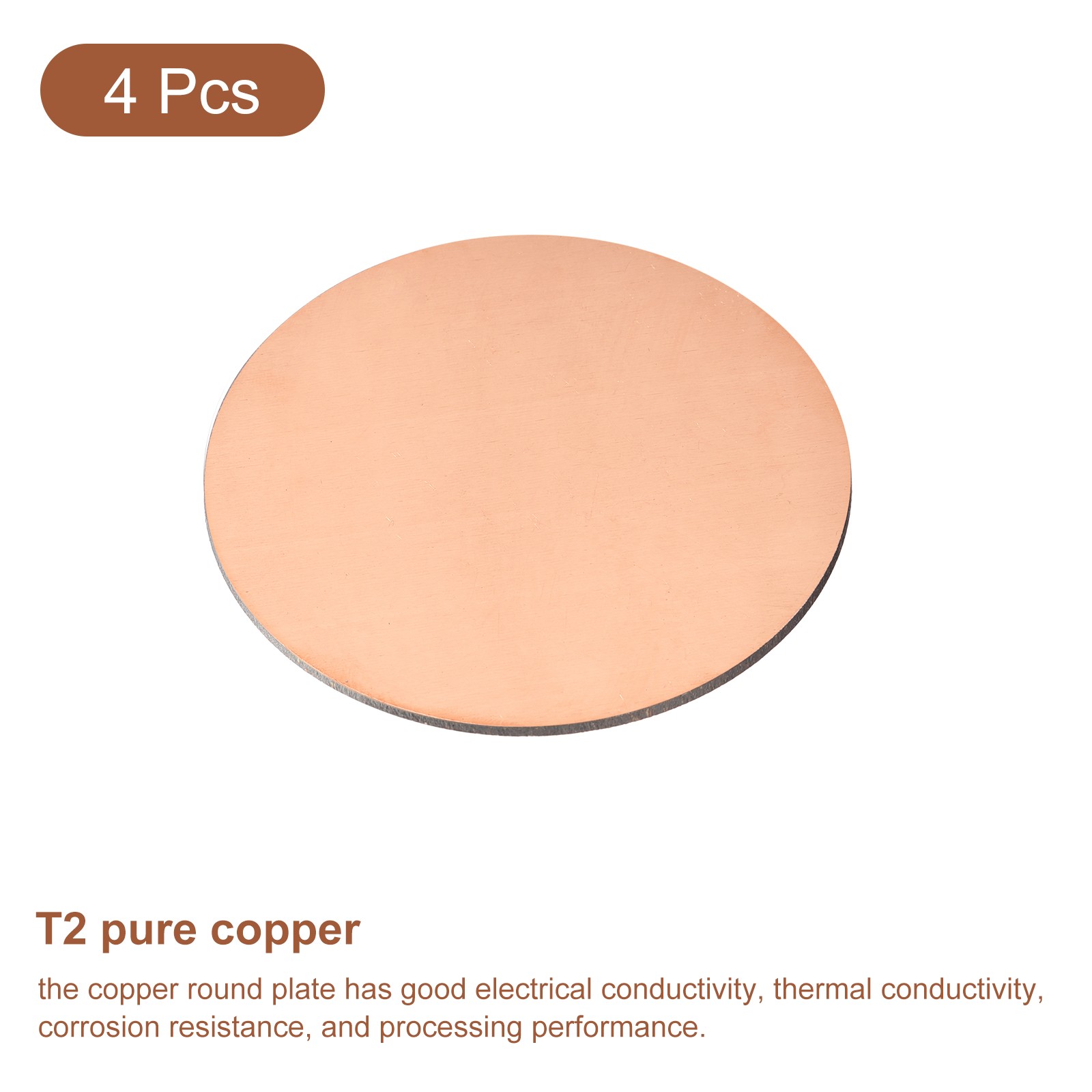 4pcs Pure Copper Sheet 1 3/4″ x 0.04″ 18 Gauge T2 Copper Metal Round Plate