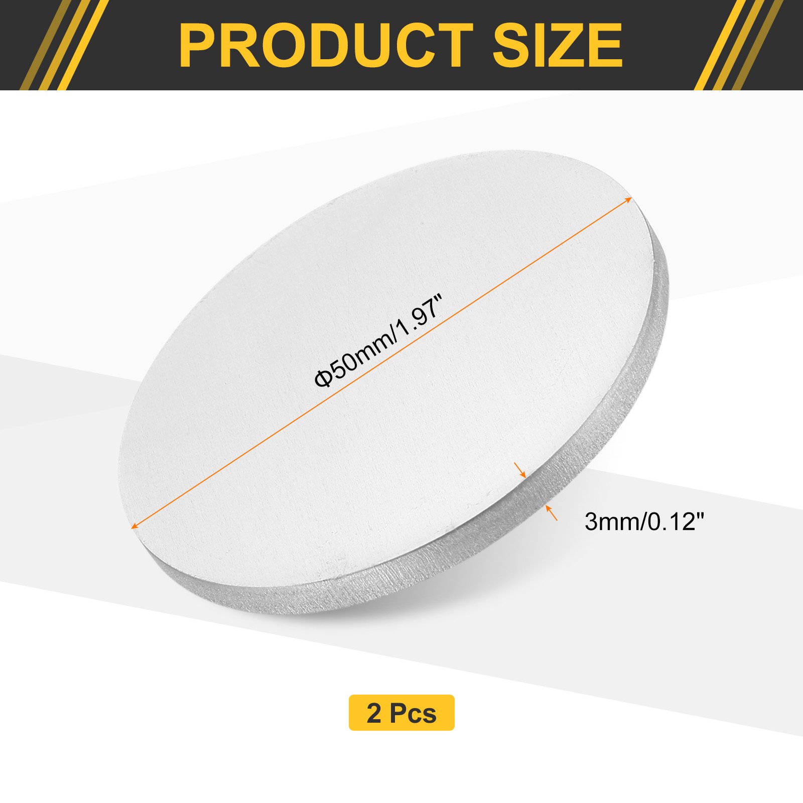 2 Pcs 2″ Dia 0.12″ Thick Aluminum Disc Round 6061 Aluminum Sheets