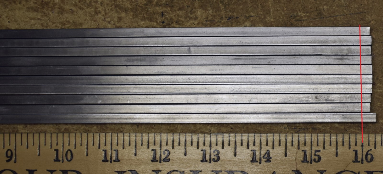 (10) Pieces 1018 Carbon Steel Cold-rolled Bar stock 3/16″ square x 16″ – cutoffs
