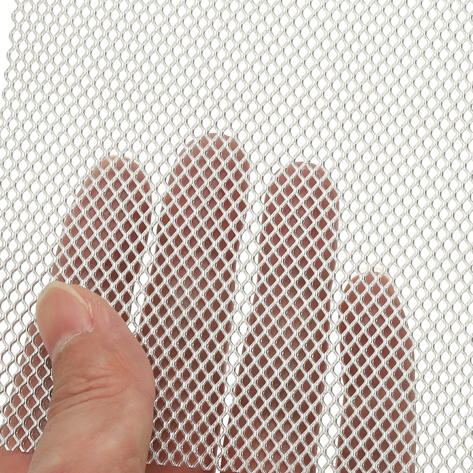 4″L x 4″W Universal Car Grill Mesh, 4Pcs 3x4mm Diamond Hole, Silver Tone