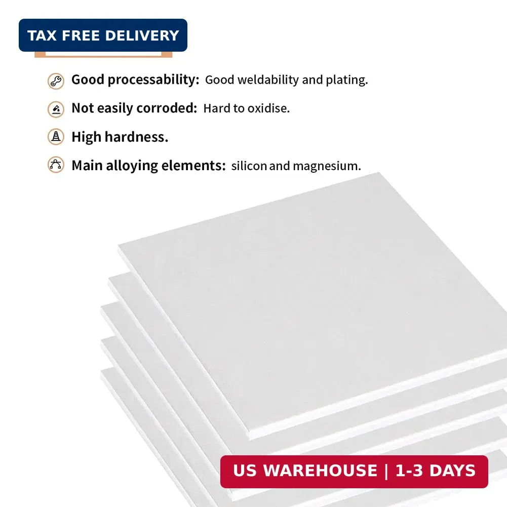 1PCS 6061 Aluminum Sheet Metal 1/8″ x 6″ x 12″, Aluminum Plates Covered with Pro