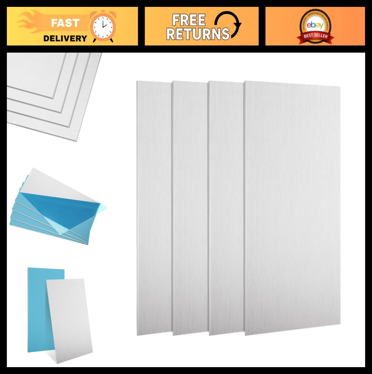 6061 Aluminum Sheet 6×12 Inch, 1/16″ Thick Metal Plate, Polished & Deburred, Cra