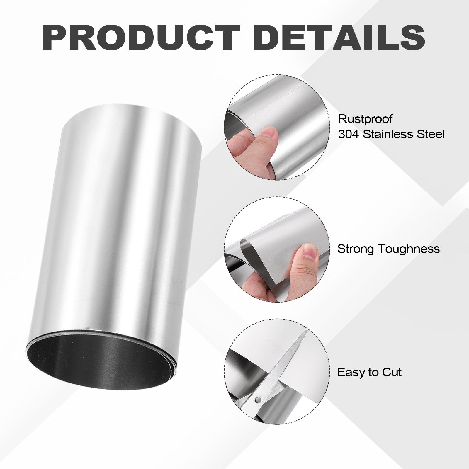 304 Stainless Steel Foil Roll 0.12mm x 100mm x 1m Metal Strip Sheet Silver Tone