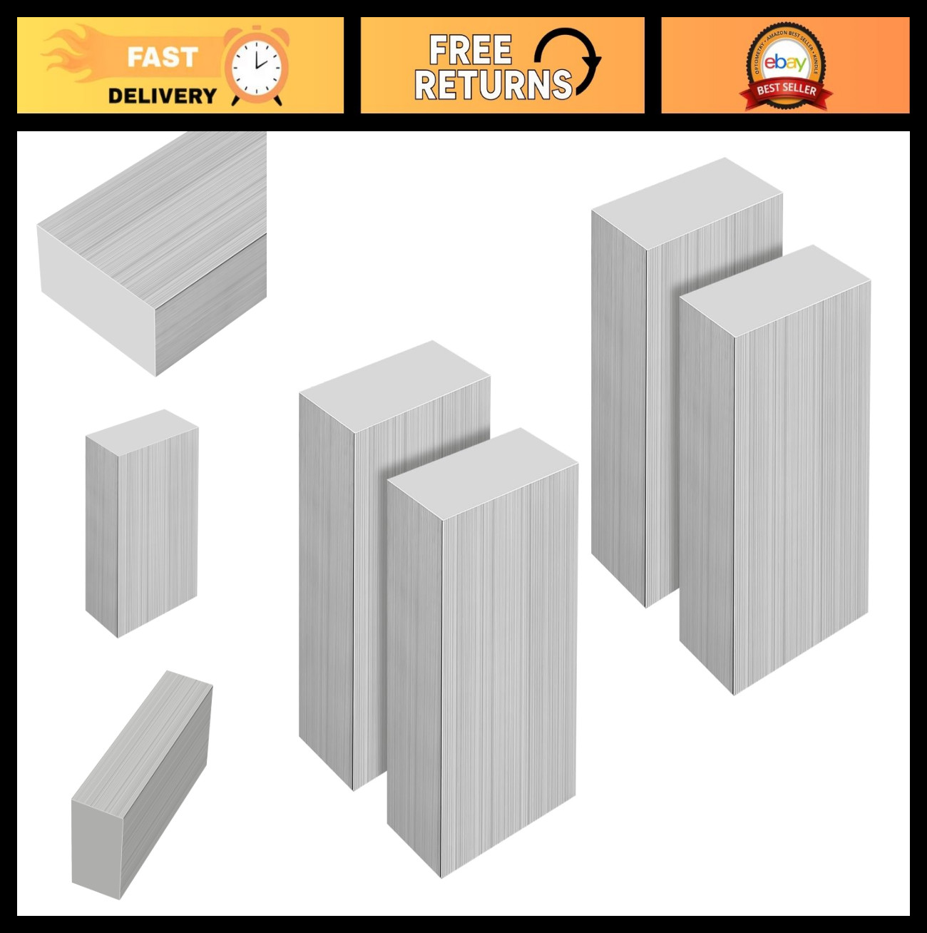4PCS 1x2x4 Inch Aluminum Flat Bar, 6061 Solid Block, Mill Stock Metal Material