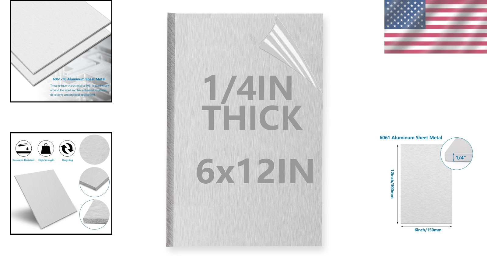 Crafting Grade 6061 Aluminum Sheet Plate 6×12″