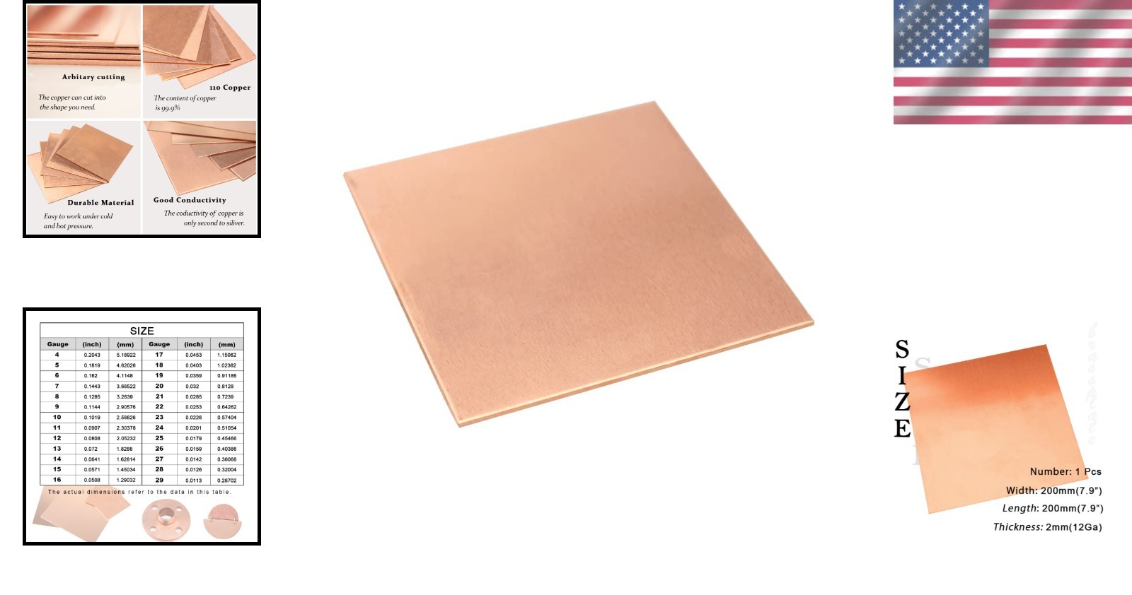 Copper Plate for Jewelry/Crafts – 12 Gauge 1 Pc