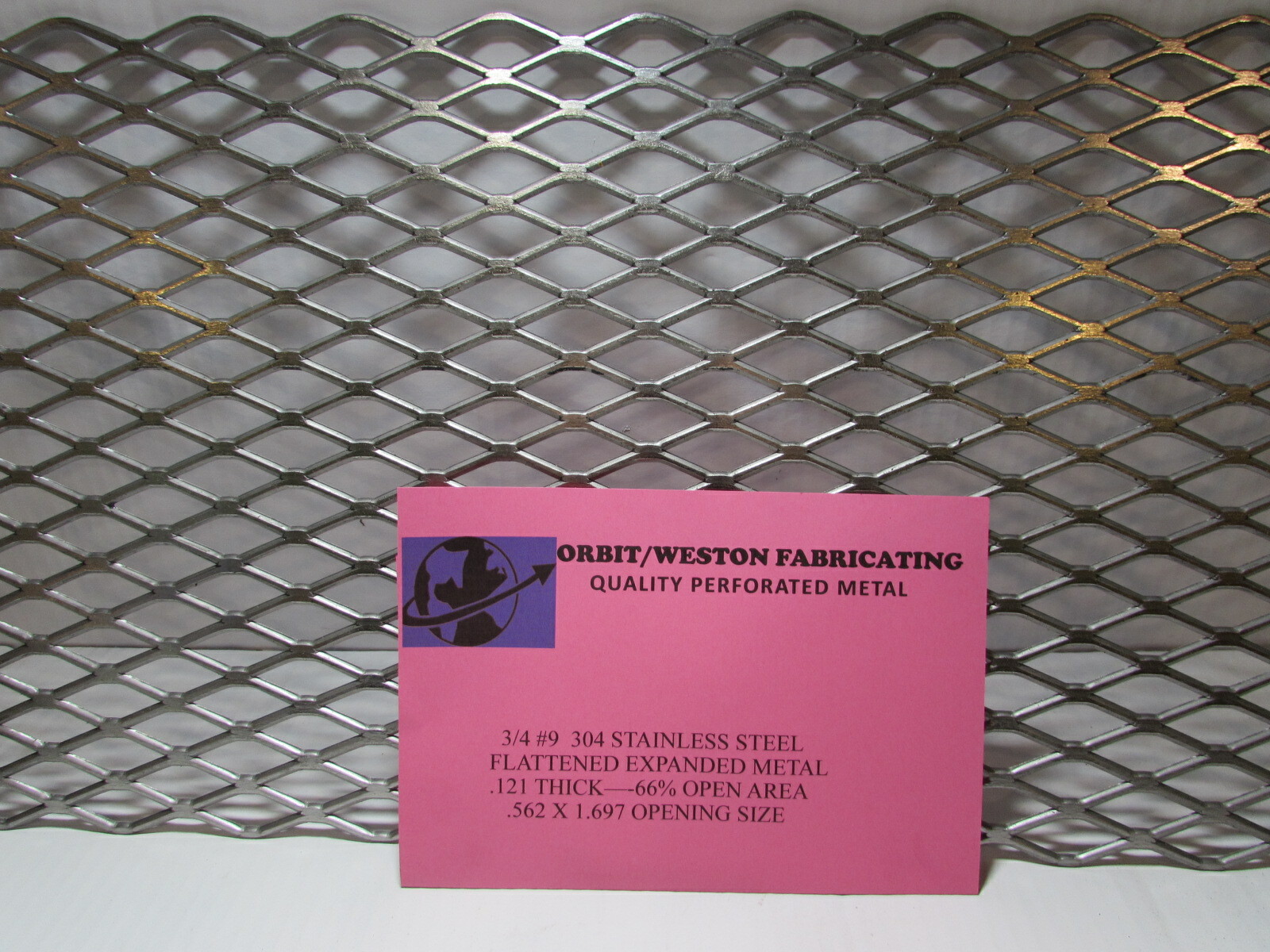 3/4#9 304 STAINLESS STEEL FLATTENED EXPANDED METAL–6-1/2″ X 20-3/4″