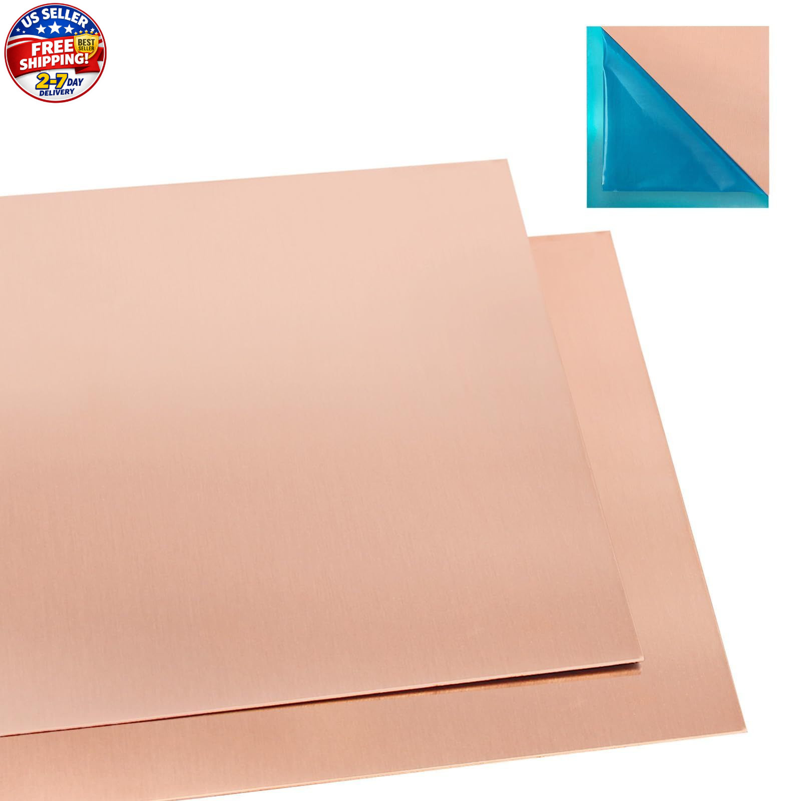 2 Pcs 99.9%+ Pure Copper Sheet, 6″ x 6″, 28 Gauge Thickness Copper Plates, 153 x