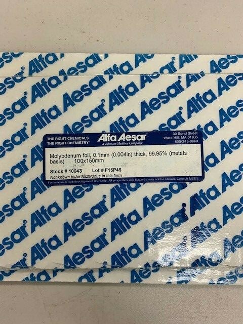 High Purity Molybdenum Lot, Mesh, Sheets, Rods , Powders, Alfa Aesar, Goodfellow
