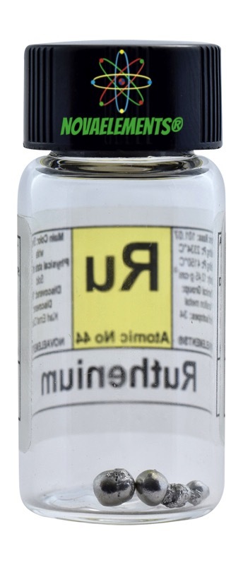 Ruthenium metal element sample 0.5 gram shiny pellet 99.9% in labeled glass vial