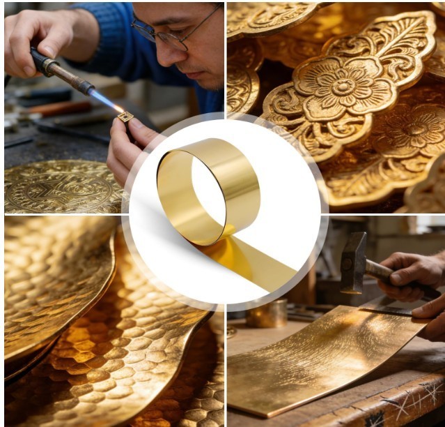 Brass Sheet Roll 0.4mm×50mm×1000mm Thin Brass Foil Sheets Strip for DIY Crafting