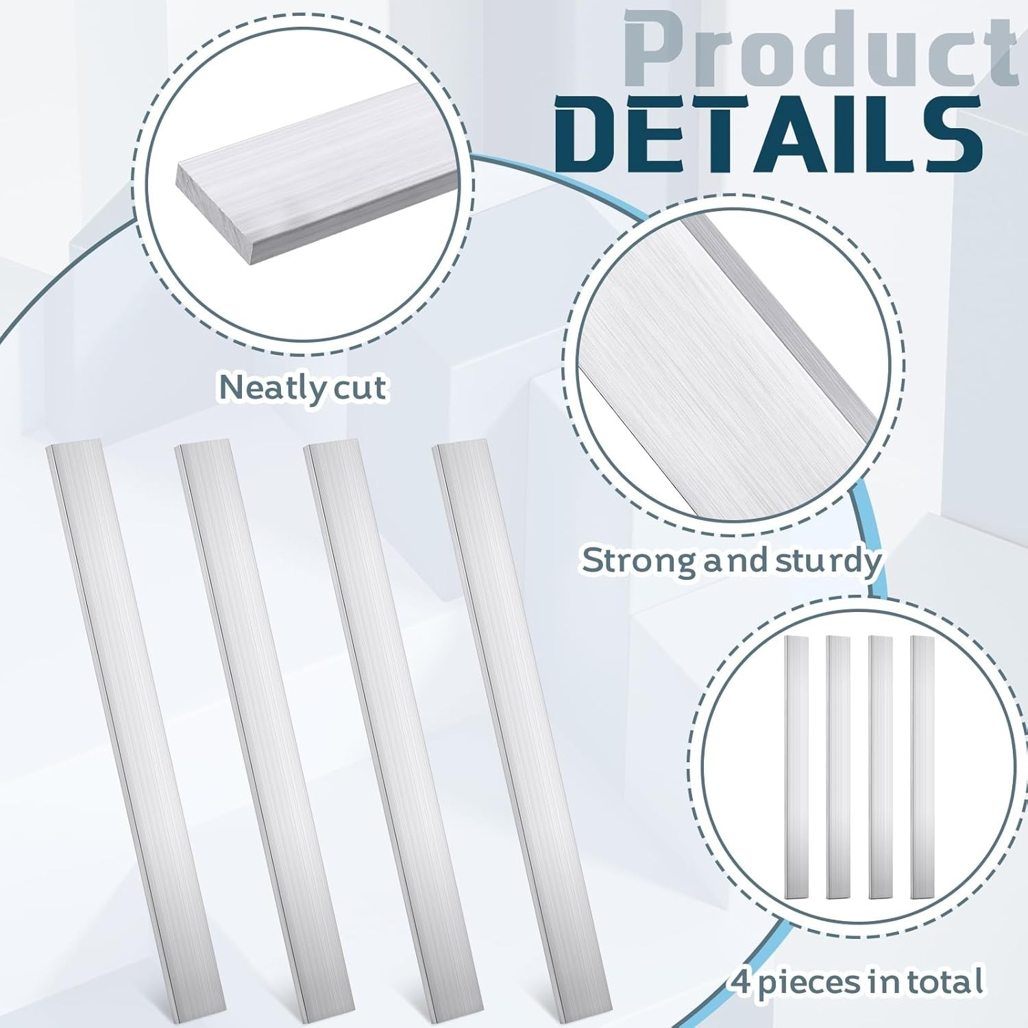 4 Pcs Aluminum Flat Bar 1/4 Inch Thick 1″ x 12″ Square Aluminum Plate 6061 Ge…