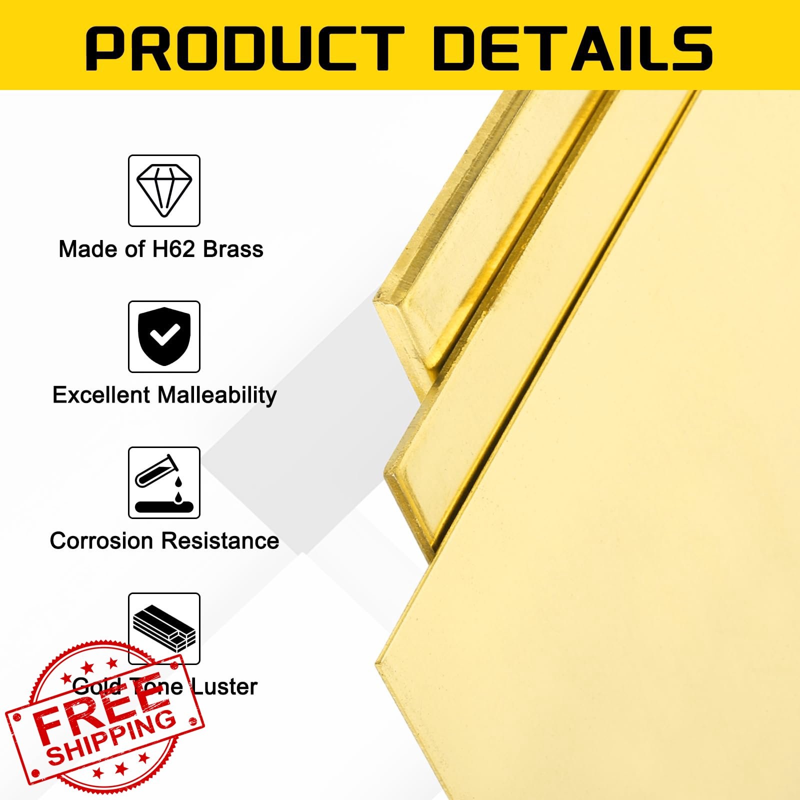 MECCANIXITY Brass Sheet 2″x2″ 8 Gauge 4mm Thick H62 Metal Plates 2pk