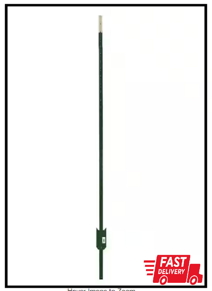 Green Steel Fence T-Post 1-3/4 in. x 3-1/2 in. x 6 ft. No-Rust Fencing Fabric