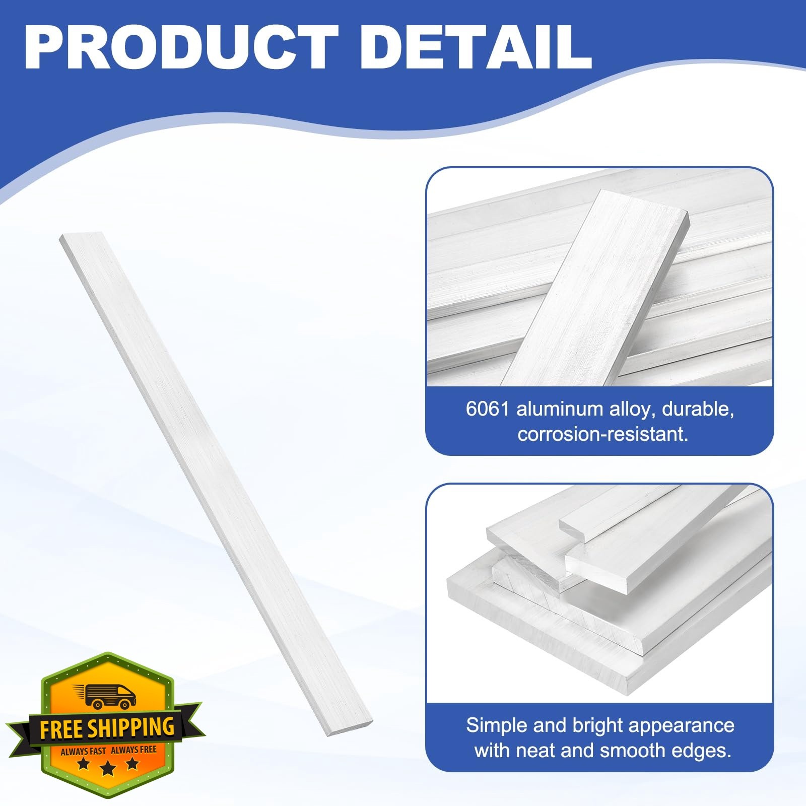 uxcell Aluminum Flat Bar 0.2″x1.2″x14″ Square